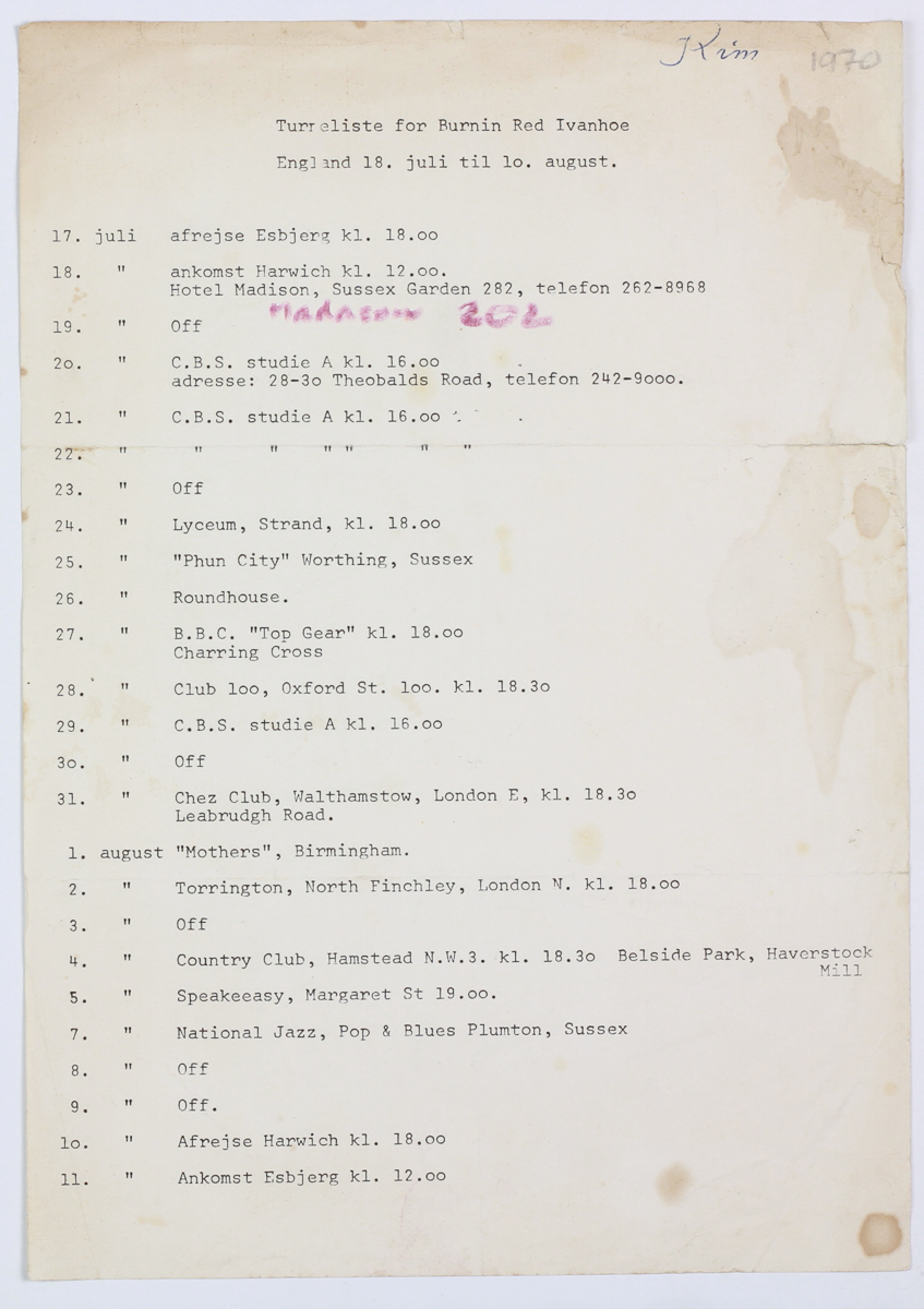 Kontrakter I Tour plan (BRI) 1970-07-18