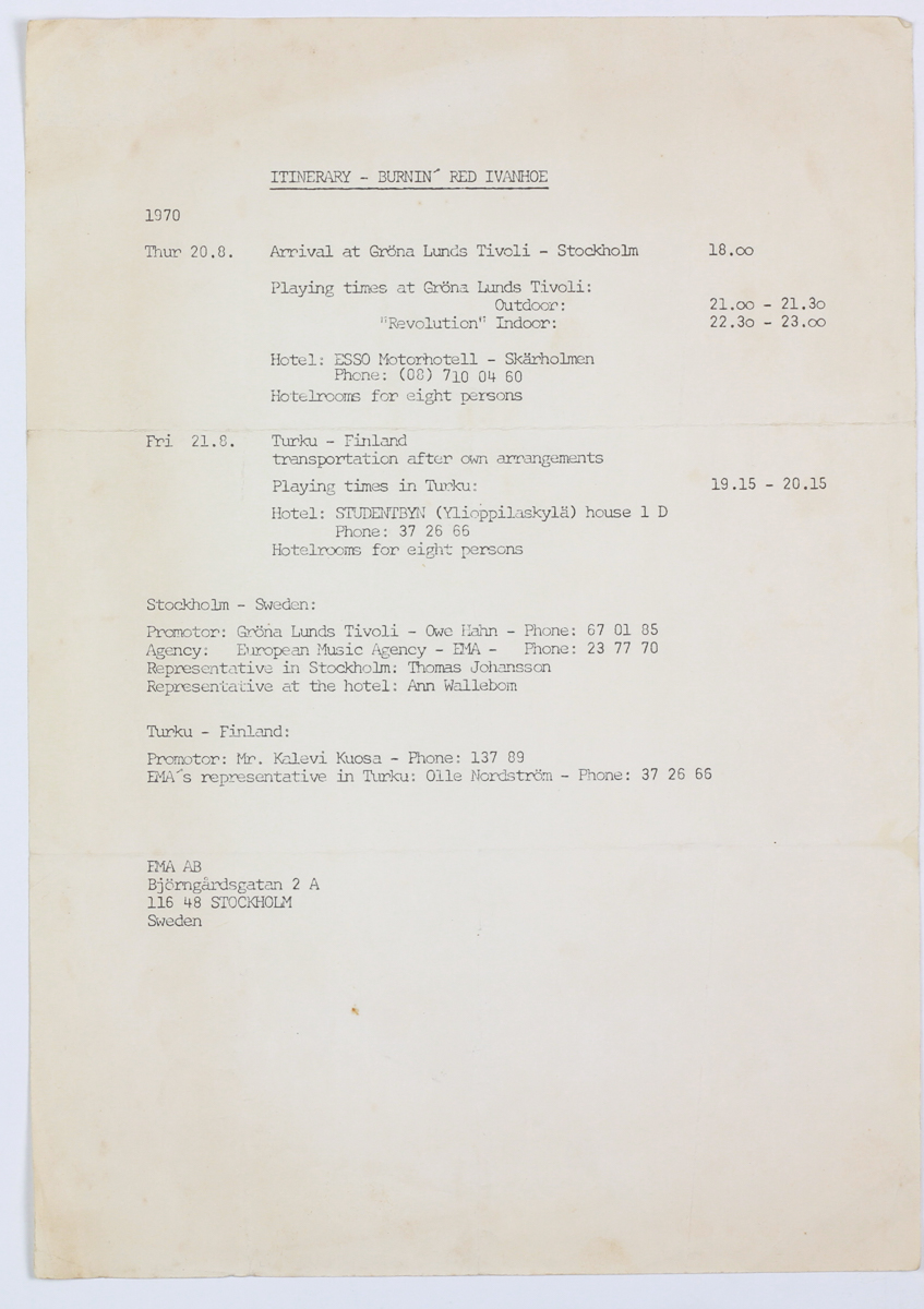 Kontrakter I Tour plan (BRI) 1970-08-20